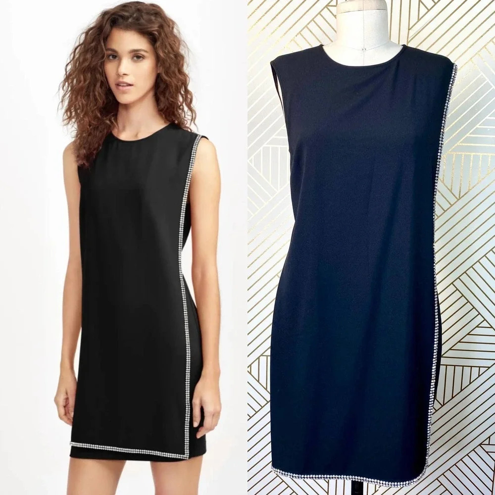 Ted Baker Burford Sleeveless Tunic Dress Black Double Layer Embellished Size 0/2